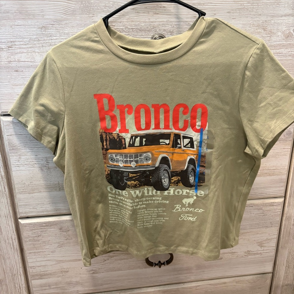 Target Olive Green 'Bronco' Graphic Tee with Orange Truck Print